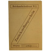 Reichsarbeitsdienst W.J. Zurückstellungsschein. Issued to Ichenk Helene
